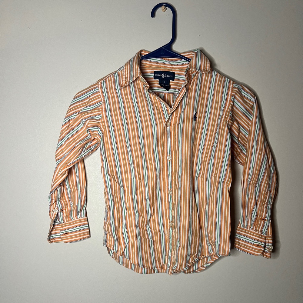 Kids Ralph Lauren polo shirt size 5 orange, green, & blue stripes